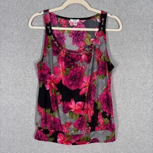 Vintage 90s Cache Tank Top Medium Floral Chain Neck Maximalist Abstract Loud Y2K